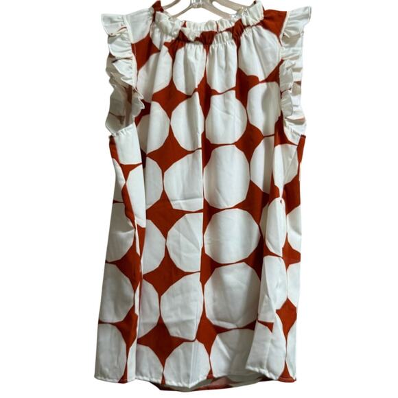 Ces Femme Red and White Patterned Sleeveless Blouse - Size Small - NWT - Picture 1 of 6